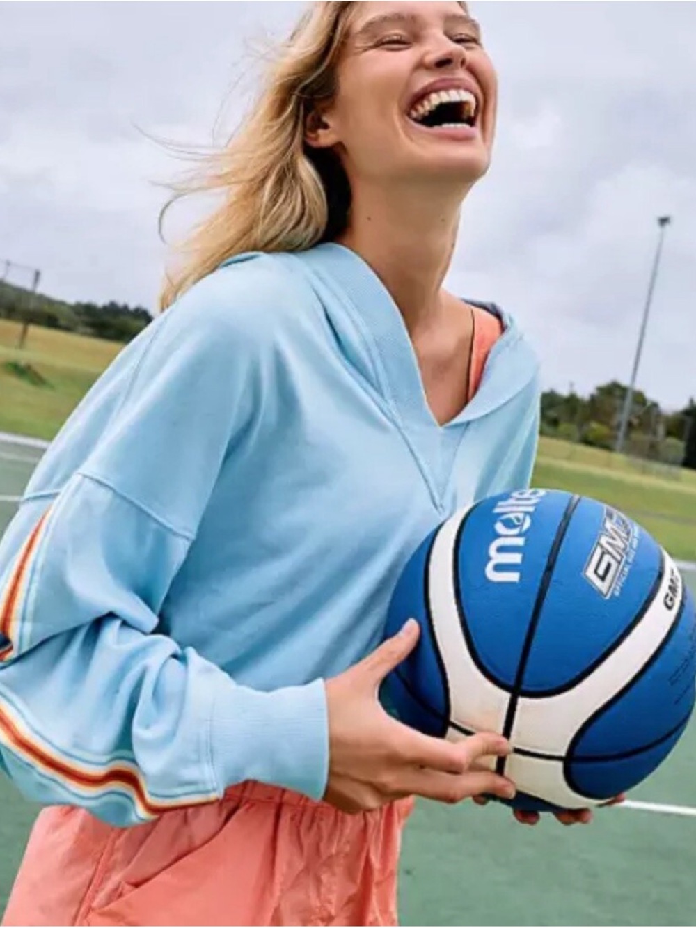 FREE PEOPLE FP MOVEMENT
Grand Slam Crop Hoodie In Blue Stripe Combo